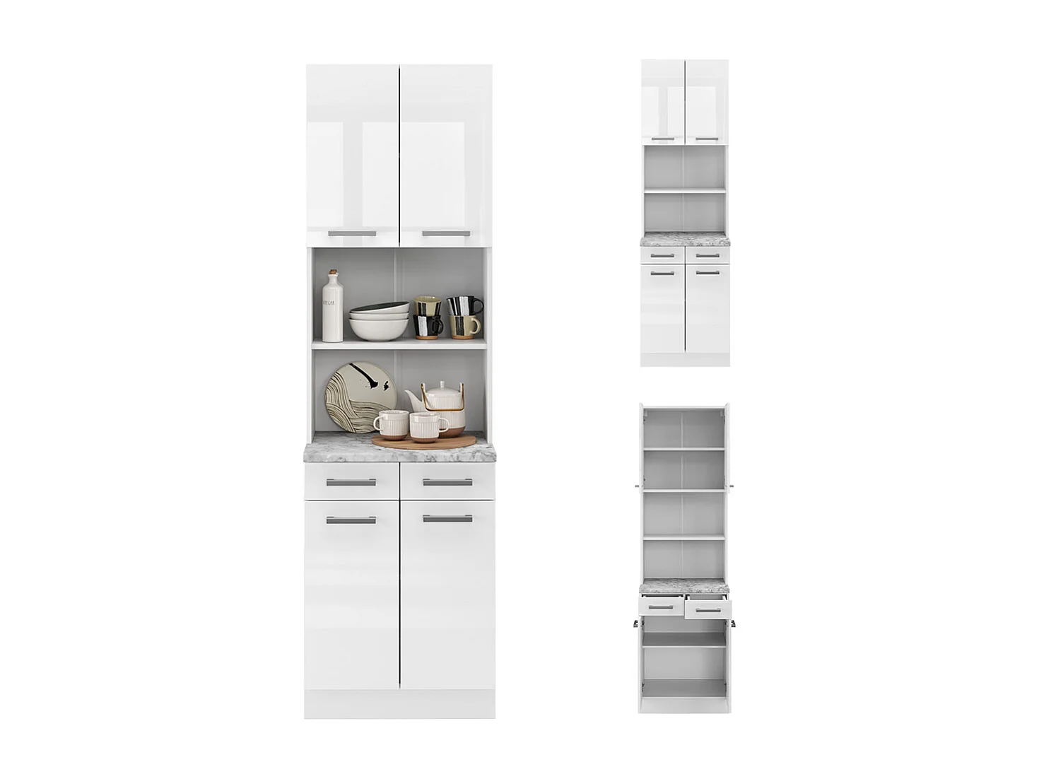 Bloco de cozinha branco alto brilho 60x60x81.6 r-line