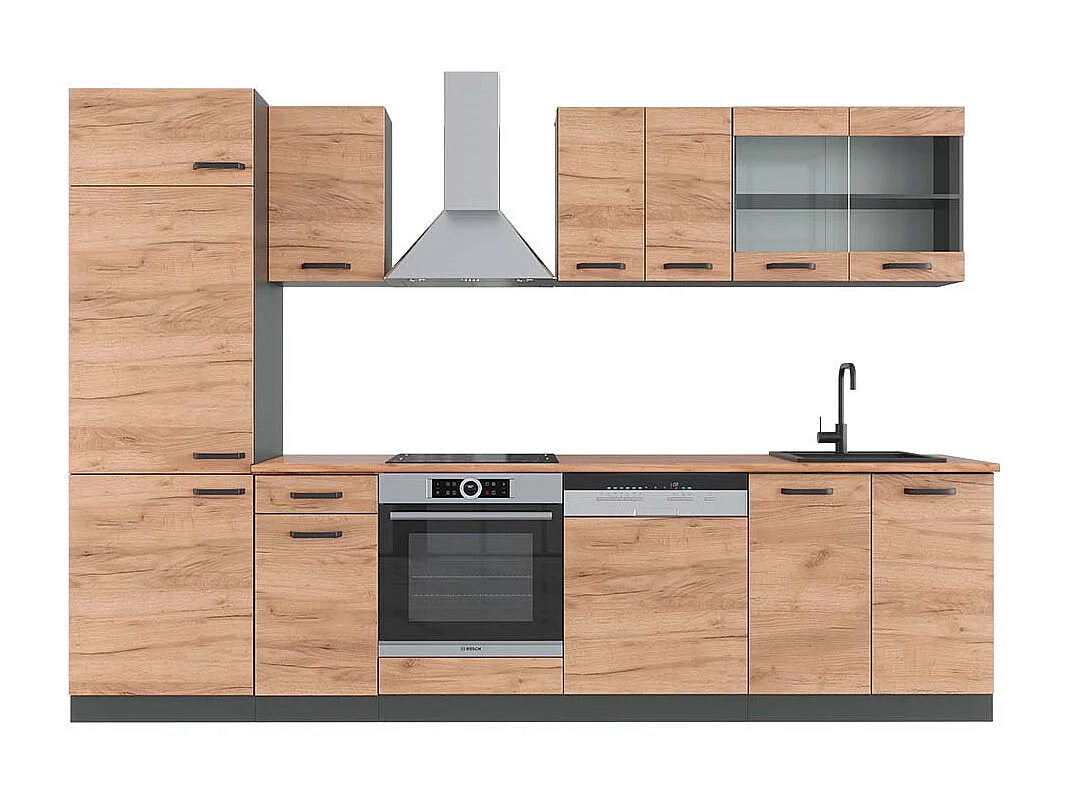 Cuisine chêne doré/anthracite 300x60x81.6 r-line