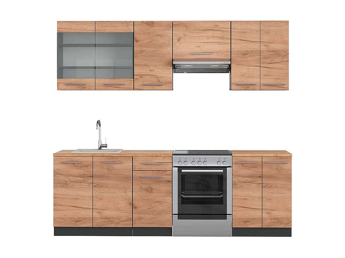 Cuisine chêne doré/anthracite 240x60x81.6 fame-line