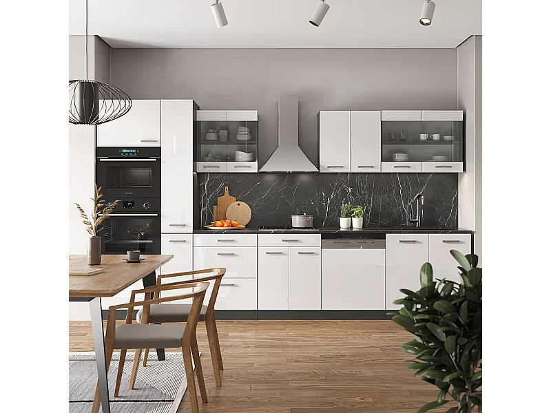 Küchenzeile weiß hochglanz/anthrazit 350x46x81.6 r-line