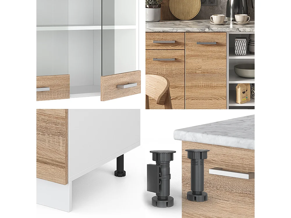 Mueble de cocina sonoma/blanco 240x60x81.6 r-line