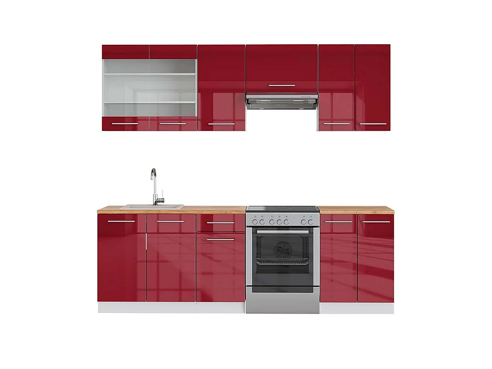 Kitchenette bordeaux alto brilho/branco 240x60x81.6 fame-line