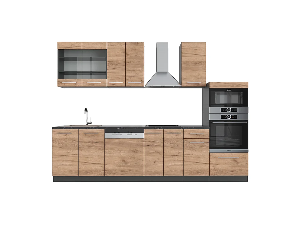 Cuisine chêne doré/anthracite 300x46x81.6 fame-line
