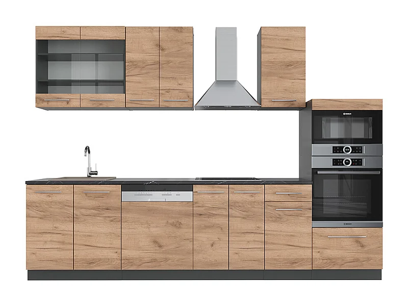Kitchenette carvalho goldkraft/antracite 300x46x81.6 fame-line