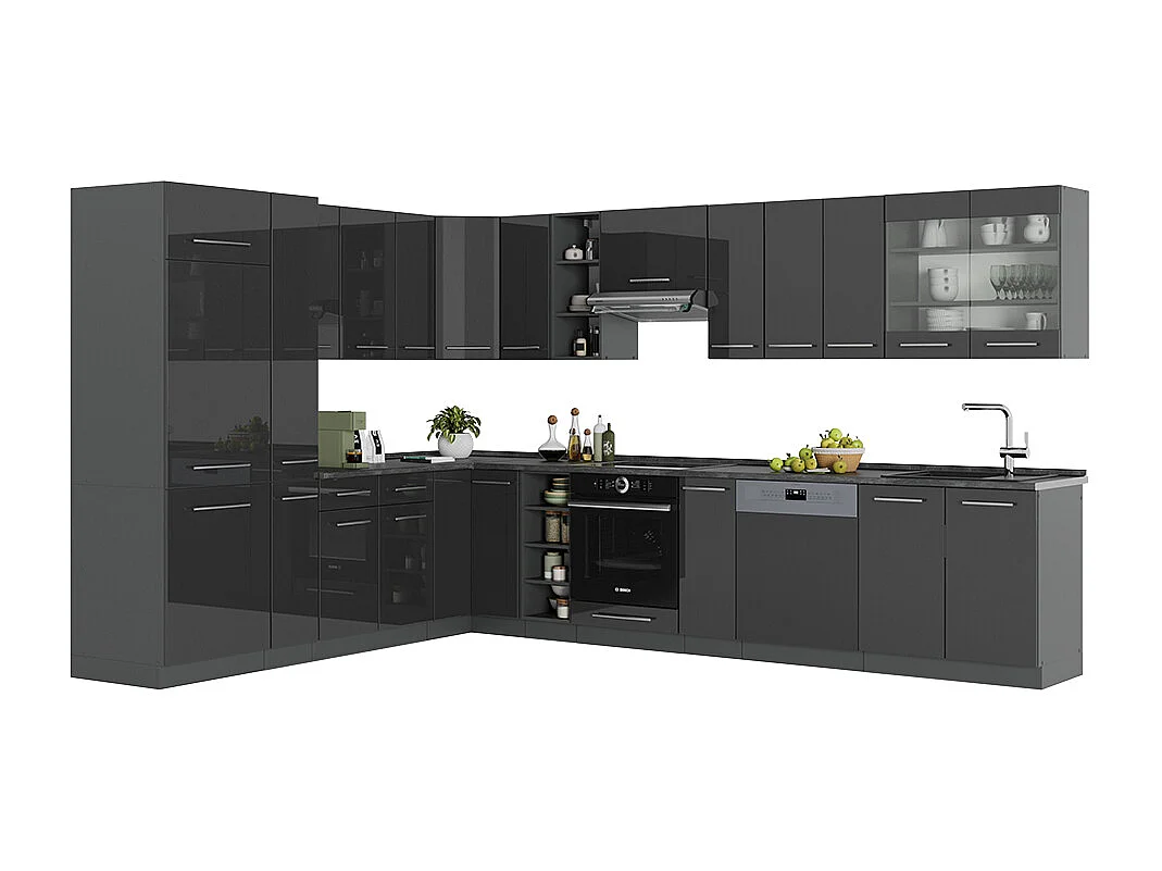 Hörnkök antracit högblank 347x60x81.6 fame-line