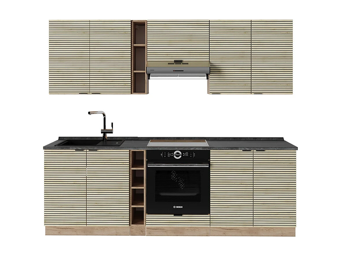 Køkkenrække egetræspanel/guldkraft egetræ 235x60x81.6 fame-line