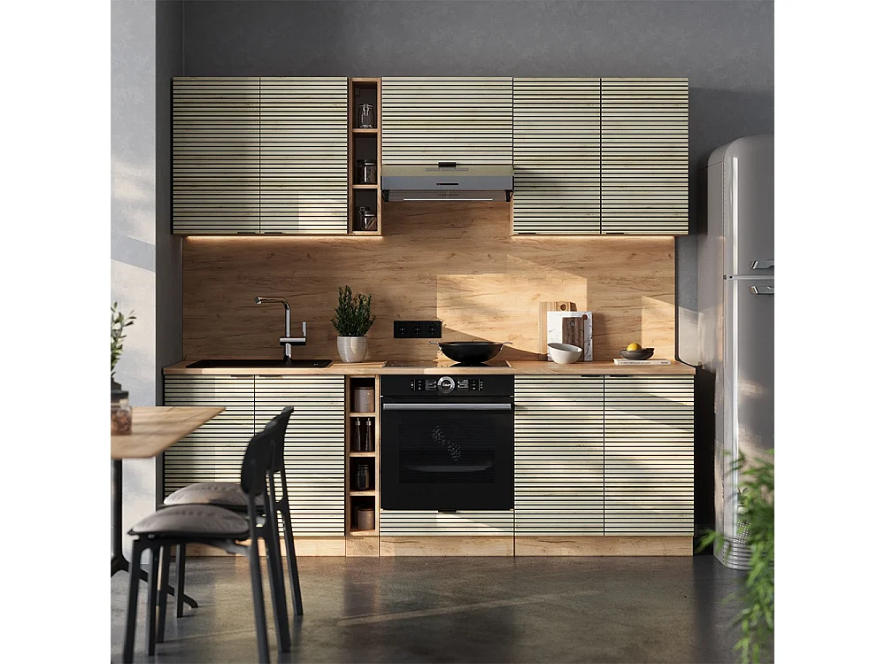Mueble de cocina panel de roble/roble goldkraft 235x60x81.6 fame-line