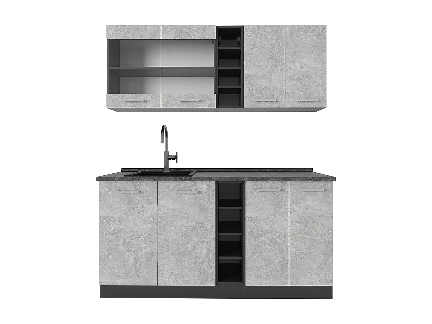 Singleküche beton/anthrazit 160x60x81.6 r-line