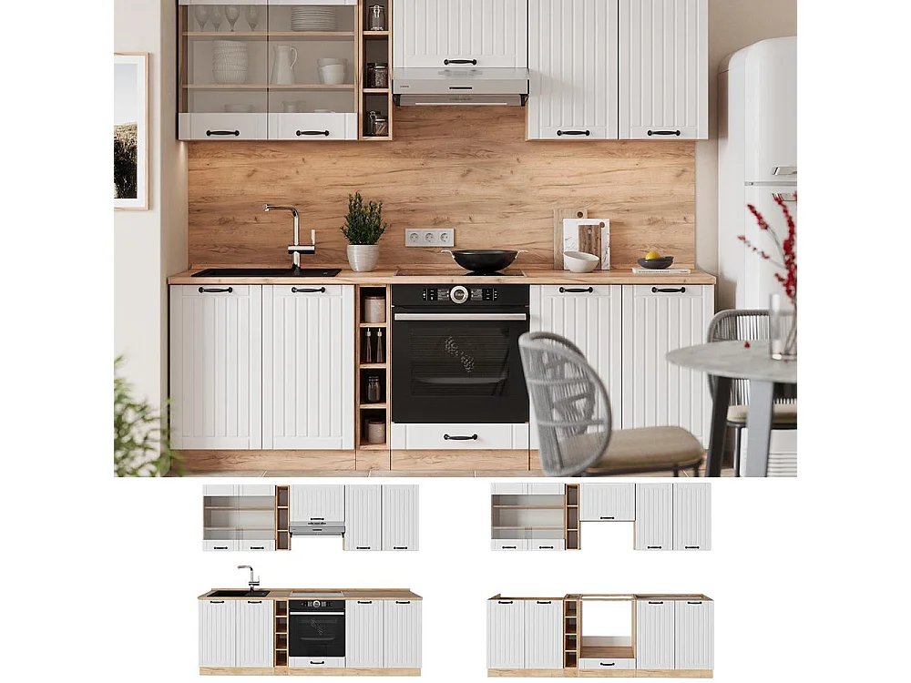 Complete keukeneenheid wit landhuis 235x46x81.6 fame-line