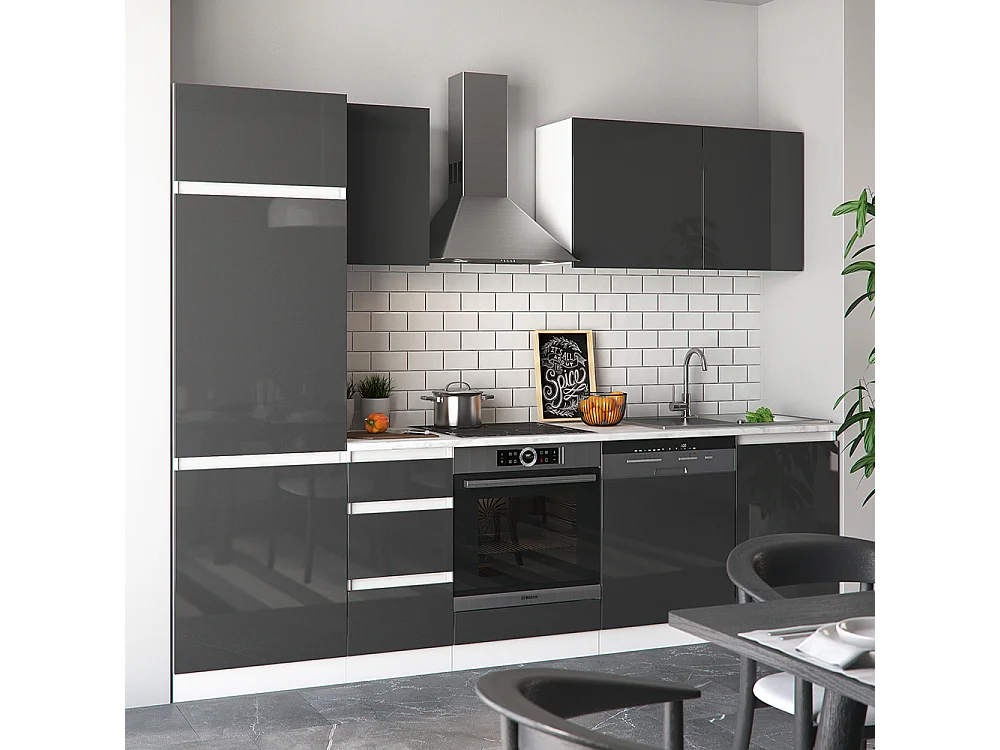 Kitchenette antracite alto brilho/branco 270x57.7x81.6 optima