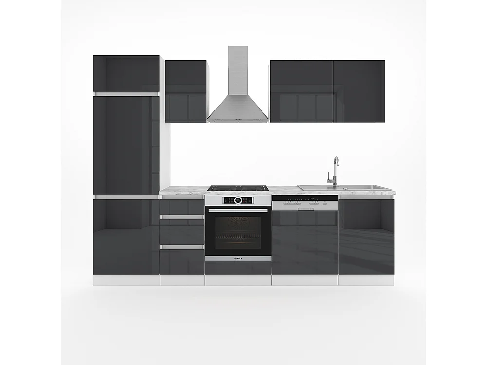 Cucina componibile antracite lucido/bianco 270x57.7x81.6 optima