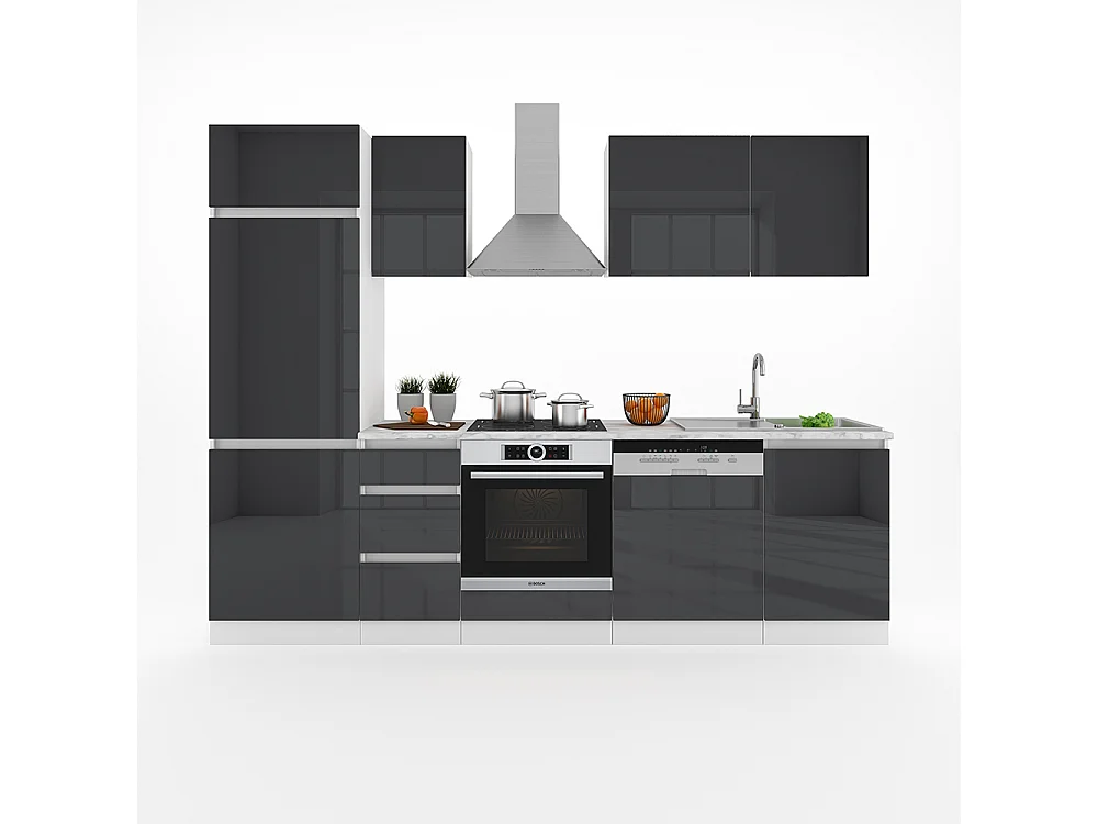 Cucina componibile antracite lucido/bianco 270x57.7x81.6 optima