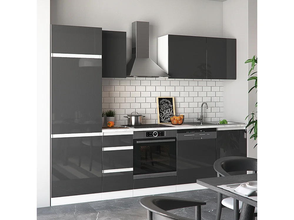 Cuisine anthracite brillant/blanc 270x57.7x81.6 optima