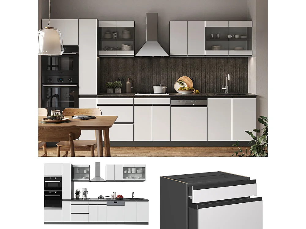 Cuisine blanc/anthracite 350x46x81.6 r-line