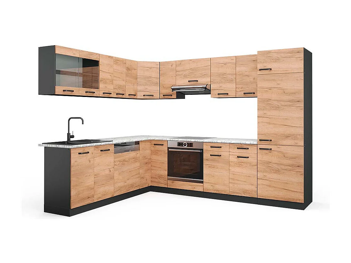 Cocina esquinera oro power roble/antracita 287x60x81.6 r-line