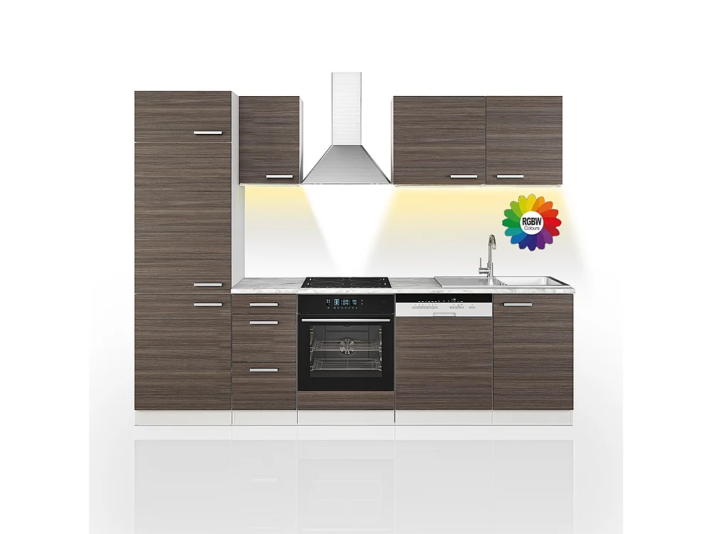 Mueble de cocina precioso gris/blanco 270x46x81.6 optima
