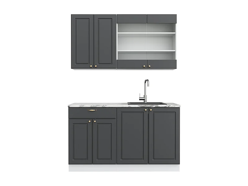 Cuisine anthracite-or/blanc 140x60x81.6 fame-line