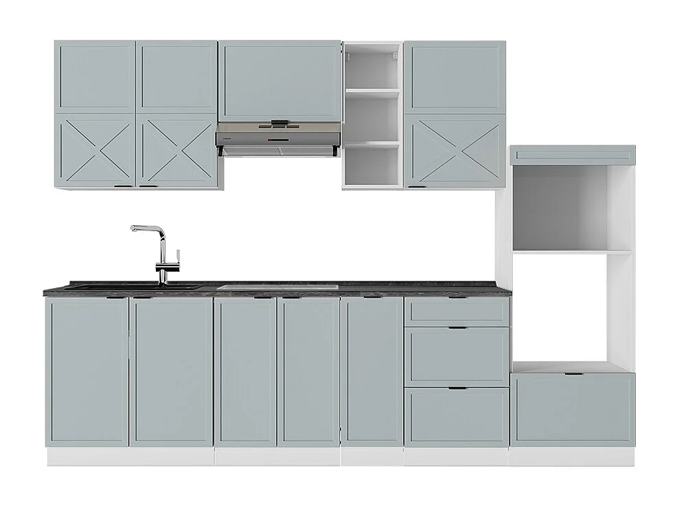 Cuisine bleu clair-gris/blanc 280x60x81.6 fame-line