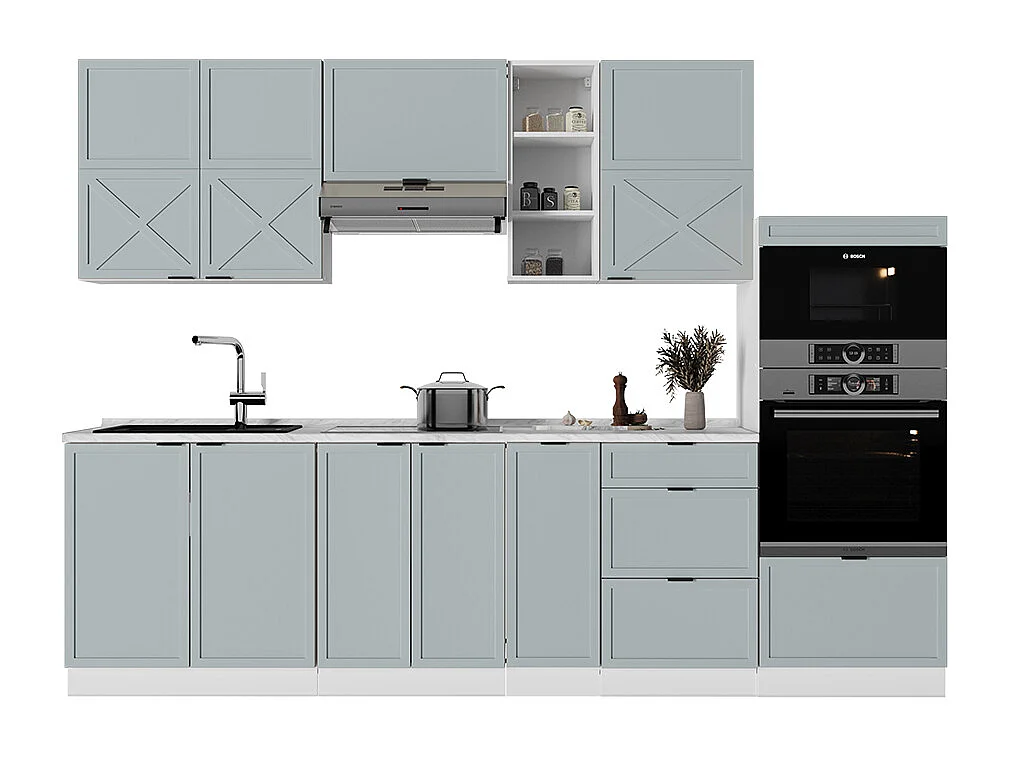 Cuisine bleu clair-gris/blanc 280x60x81.6 fame-line