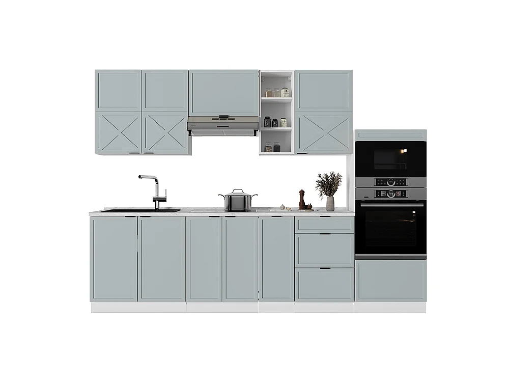 Cuisine bleu clair-gris/blanc 280x60x81.6 fame-line