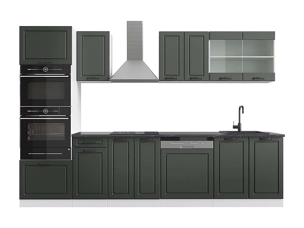 Complete keukeneenheid antraciet landhuis/wit 300x60x81.6 r-line