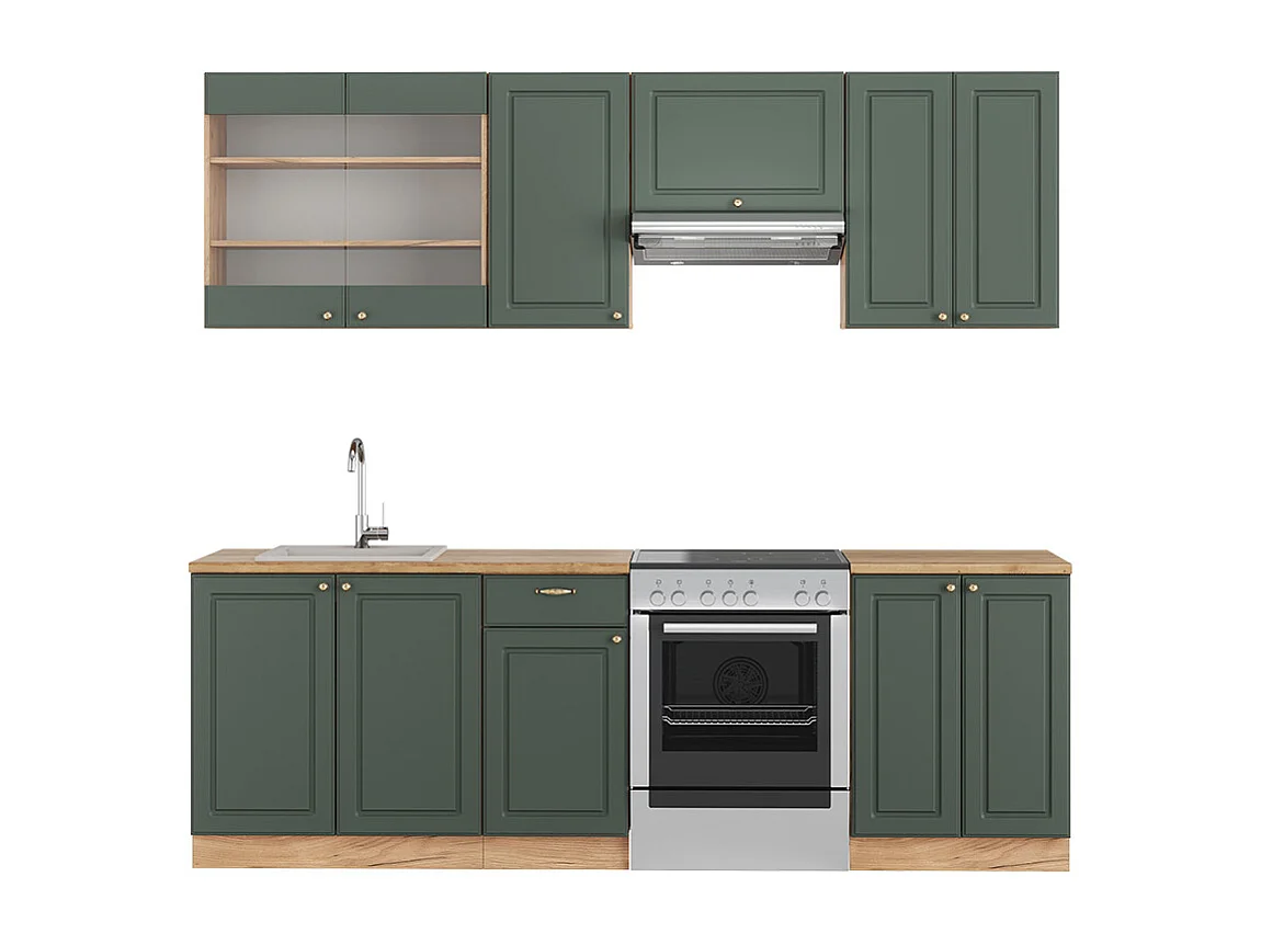 Cuisine chêne vert et or/chêne doré 240x60x81.6 fame-line