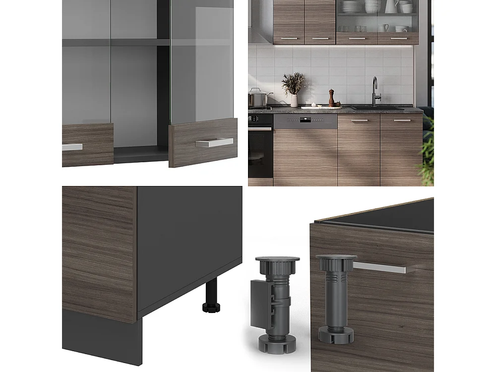 Cucina componibile grigio nobile/antracite 300x60x81.6 r-line