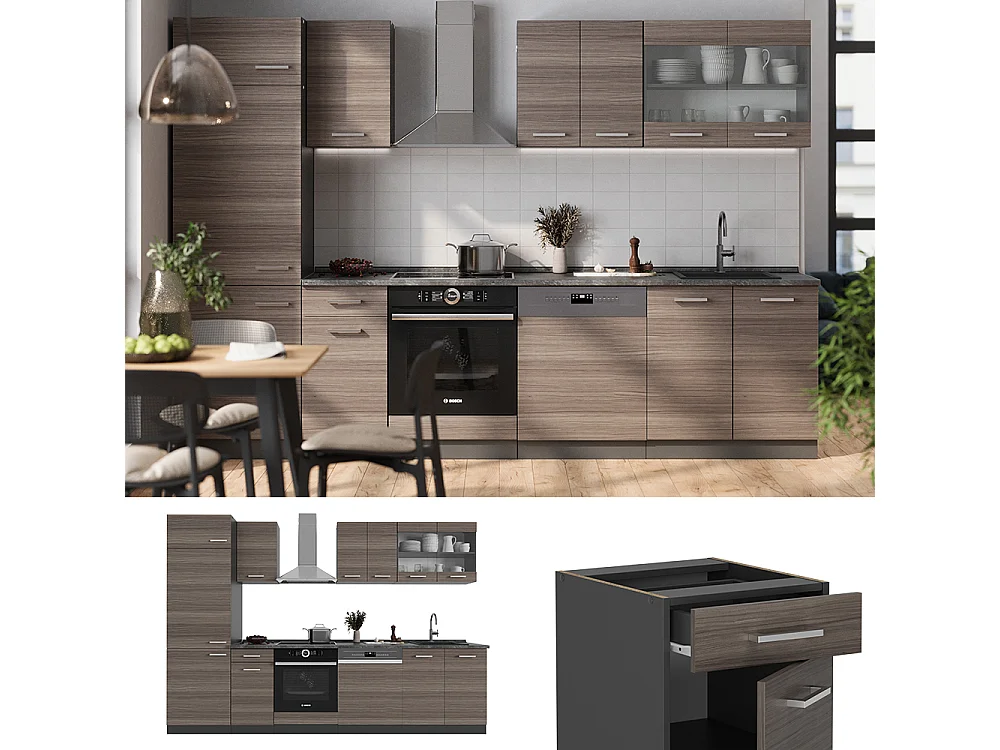 Cuisine gris noble/anthracite 300x60x81.6 r-line