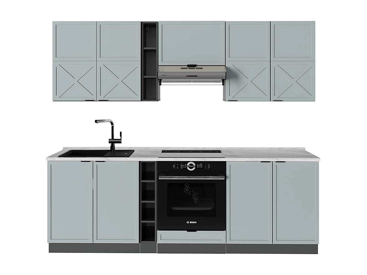 Cucina componibile azzurro-grigio/antracite 235x60x81.6 fame-line