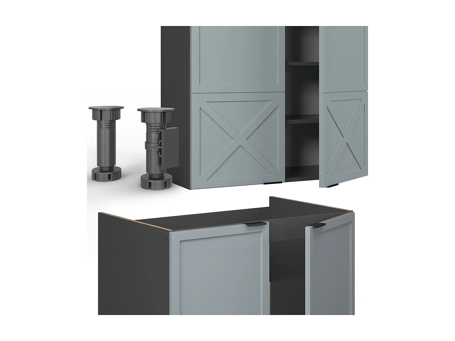 Cucina componibile azzurro-grigio/antracite 235x60x81.6 fame-line