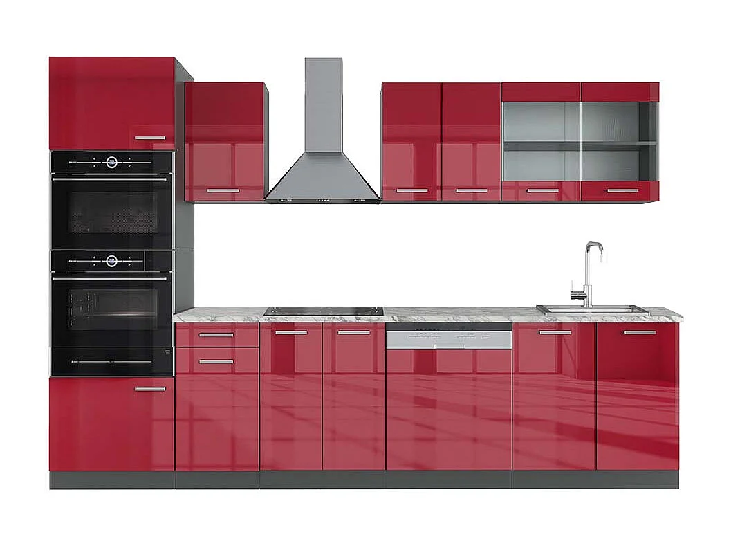 Kitchenette vermelho brilhante/antracite 300x60x81.6 r-line