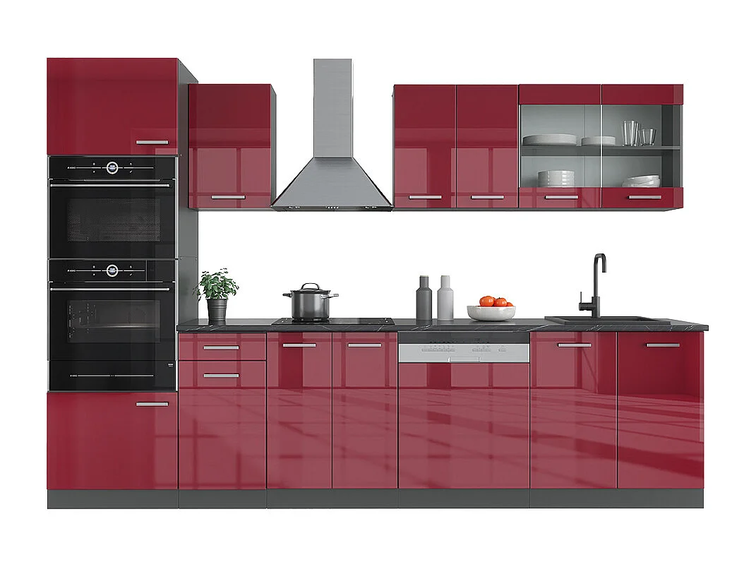 Kitchenette vermelho brilhante/antracite 300x60x81.6 r-line