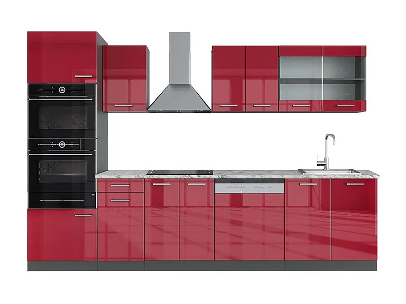 Kitchenette vermelho brilhante/antracite 300x60x81.6 r-line