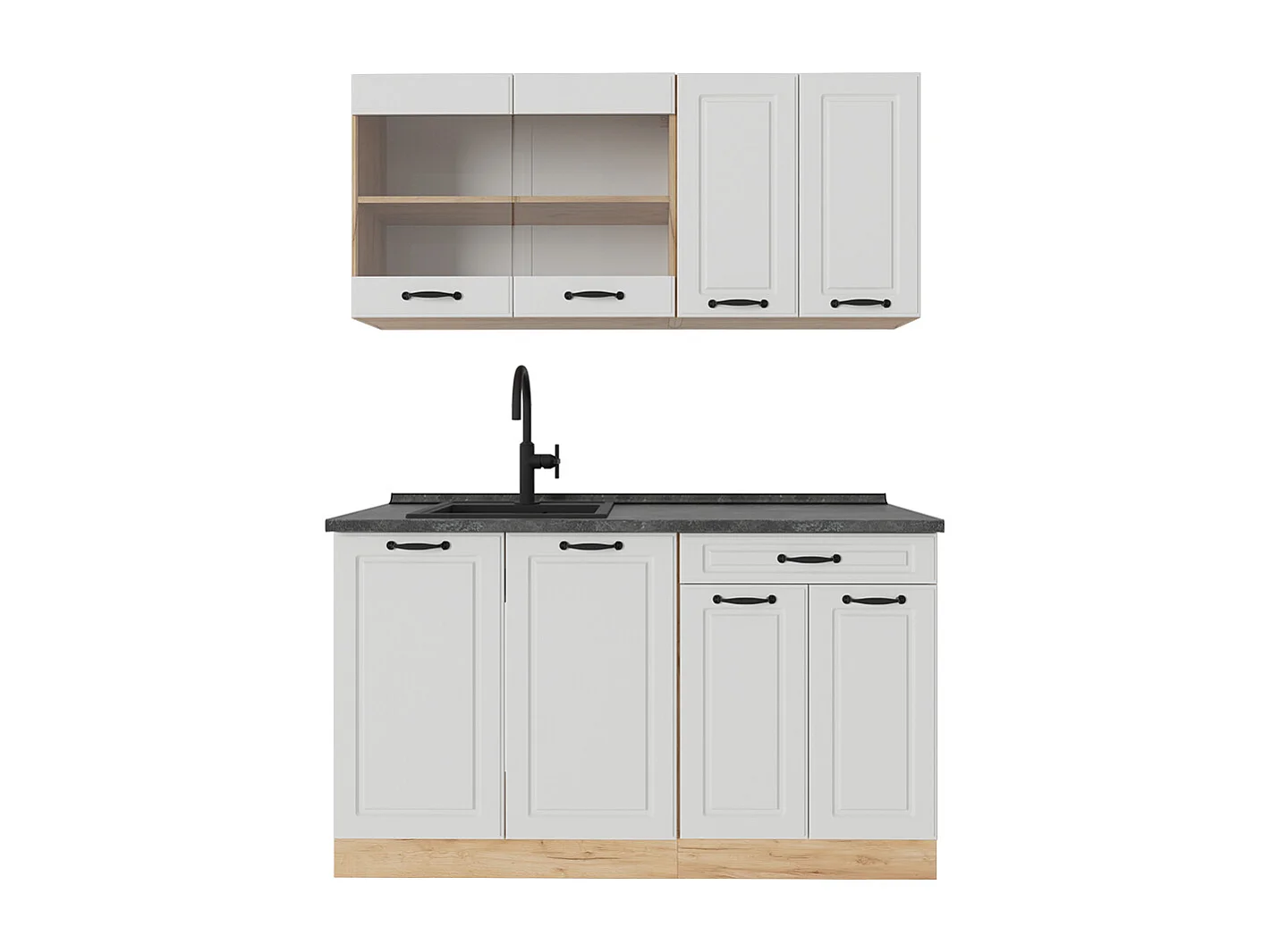 Cuisine blanc campagnard/chêne doré 140x60x81.6 r-line