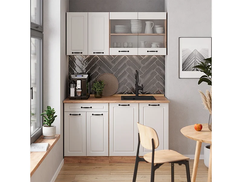 Cucina monoblocco casa di campagna bianca/quercia dorata 140x60x81.6 r-line