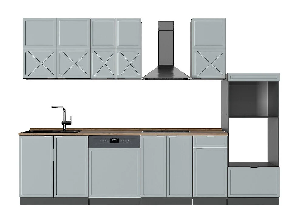 Cuisine bleu clair-gris/anthracite 300x60x81.6 fame-line