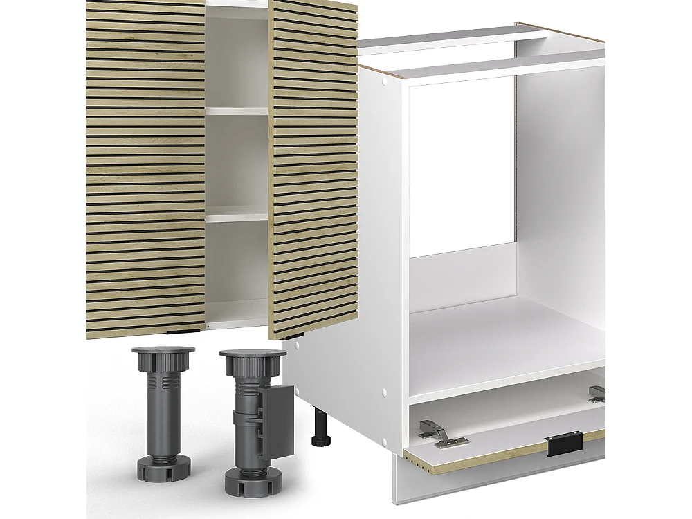Küchenzeile eiche paneel/weiß 355x60x81.6 fame-line