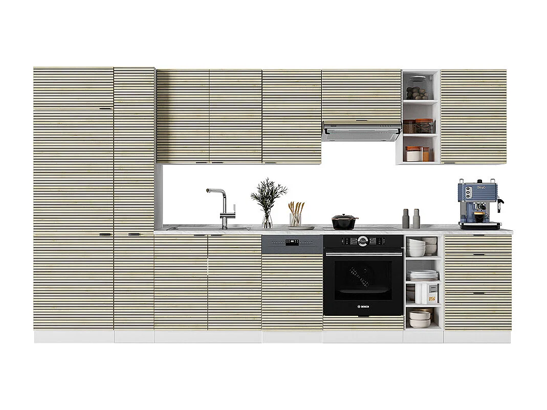 Küchenzeile eiche paneel/weiß 355x60x81.6 fame-line