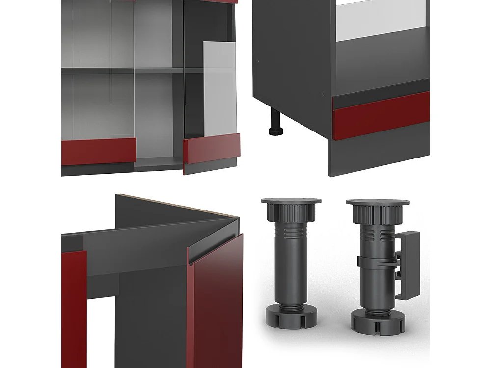 Cocina esquinera rojo/antracita 277x60x81.6 r-line