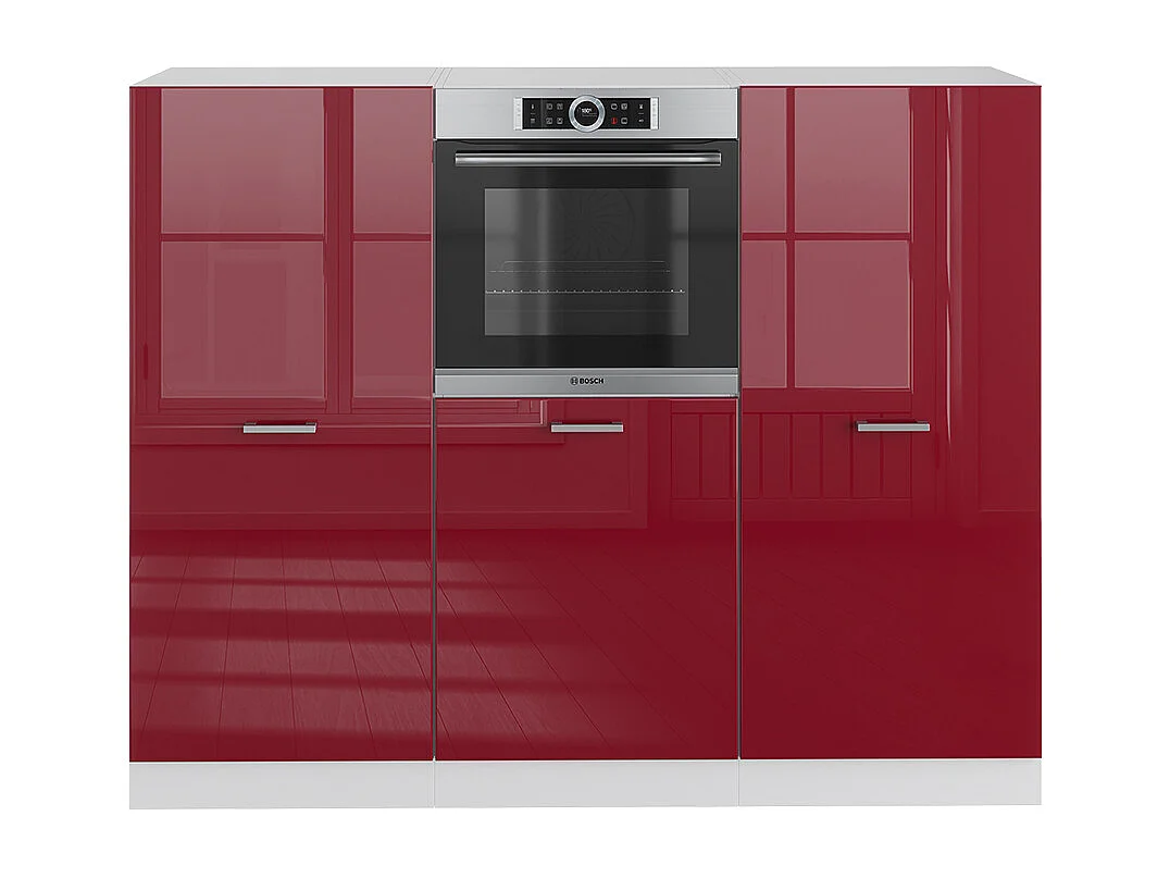 Blok kuchenny czerwony wysoki połysk/biały 180x46x81.6 r-line