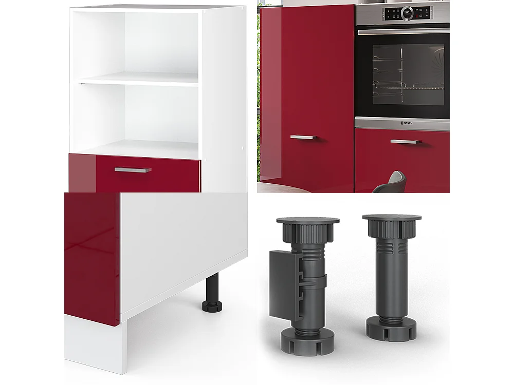 Bloc cuisine rouge brillant/blanc 180x46x81.6 r-line