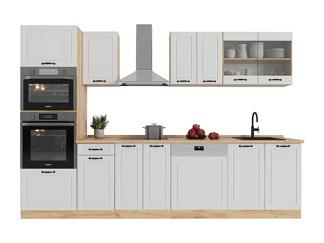 Cuisine blanc campagnard/chêne doré 300x60x81.6 r-line