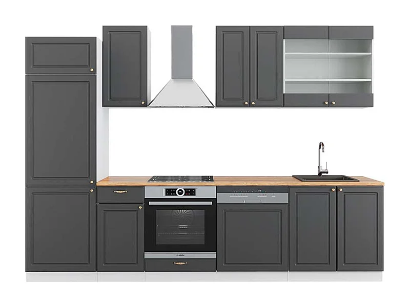 Mueble de cocina antracita-oro/blanco 300x60x81.6 fame-line