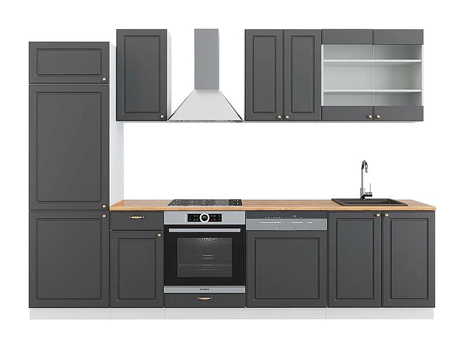 Mueble de cocina antracita-oro/blanco 300x60x81.6 fame-line