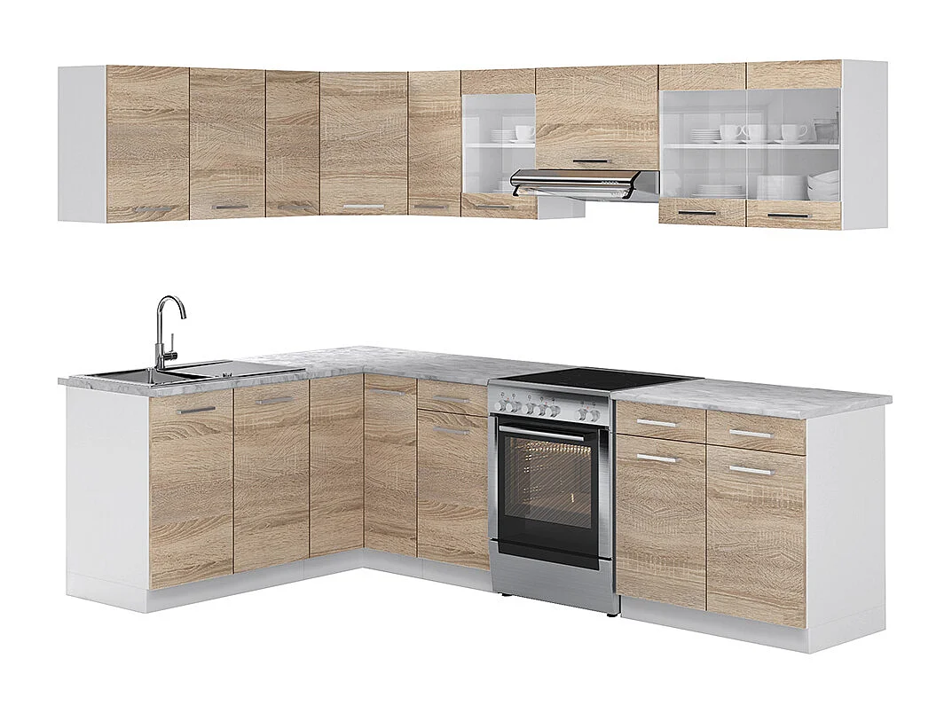 Hoekkeuken sonoma/wit 270x60x81.6 rick