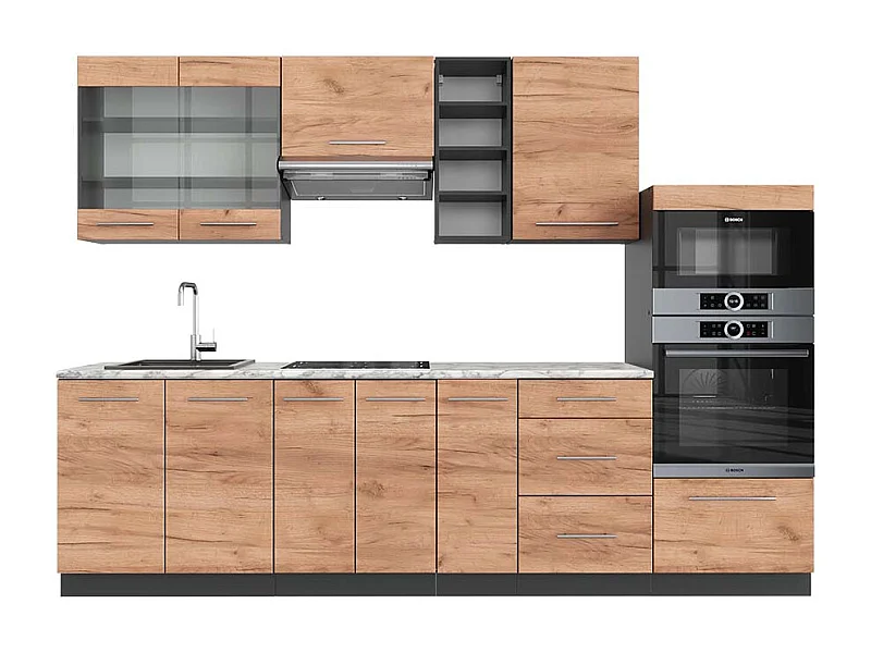 Complete keukeneenheid eik goud/antraciet 280x60x81.6 fame-line