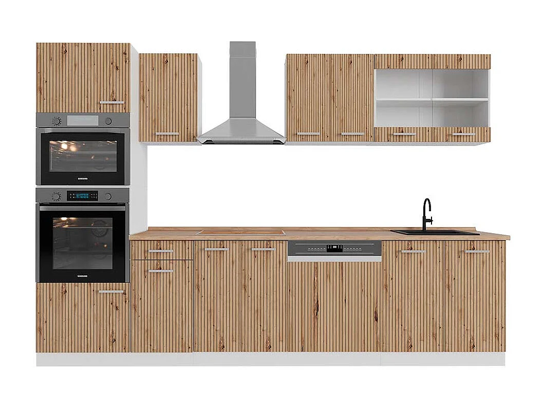 Mueble de cocina roble artesanal/blanco 300x60x81.6 r-line