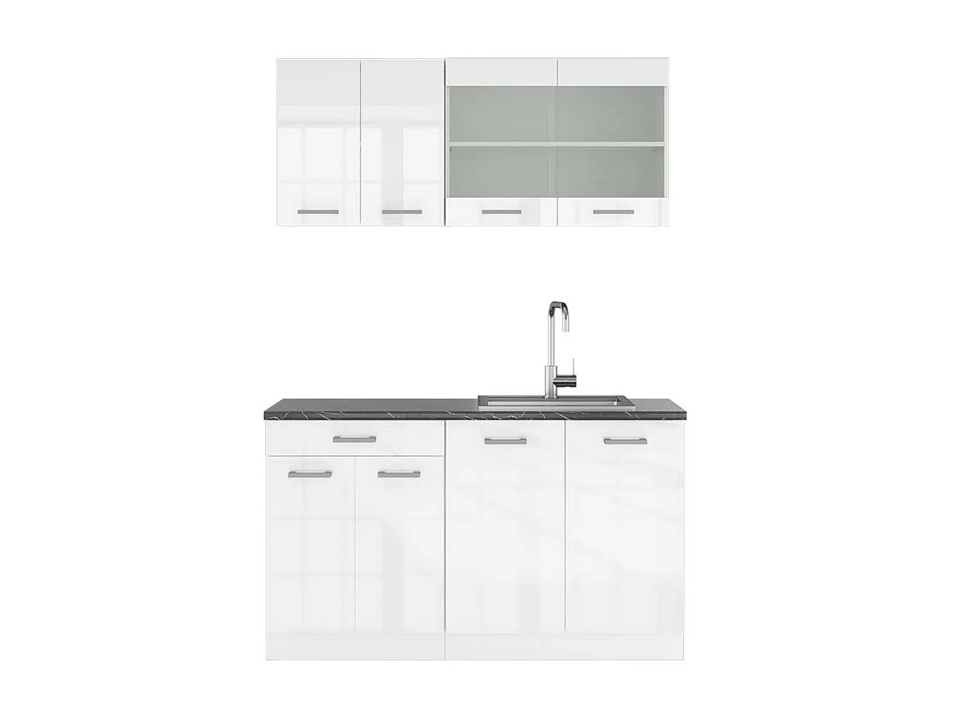 Cucina monoblocco bianco lucido/bianco 140x60x81.6 r-line