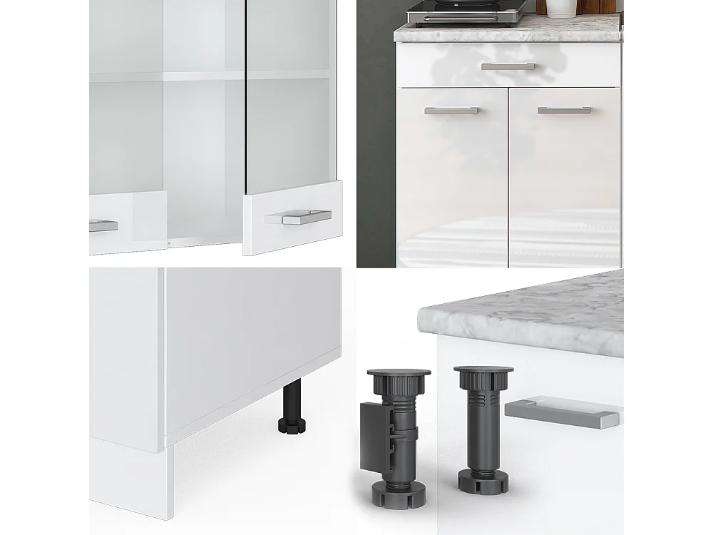 Cucina monoblocco bianco lucido/bianco 140x60x81.6 r-line