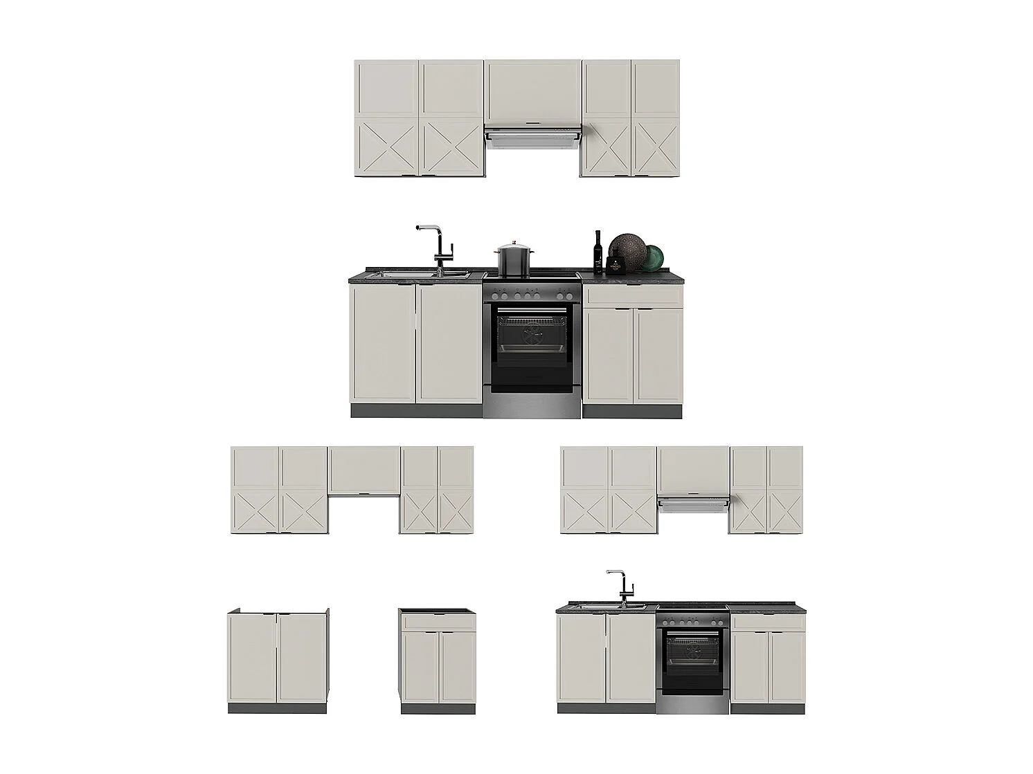 Cuisine grisbeige/anthracite 200x60x81.6 fame-line